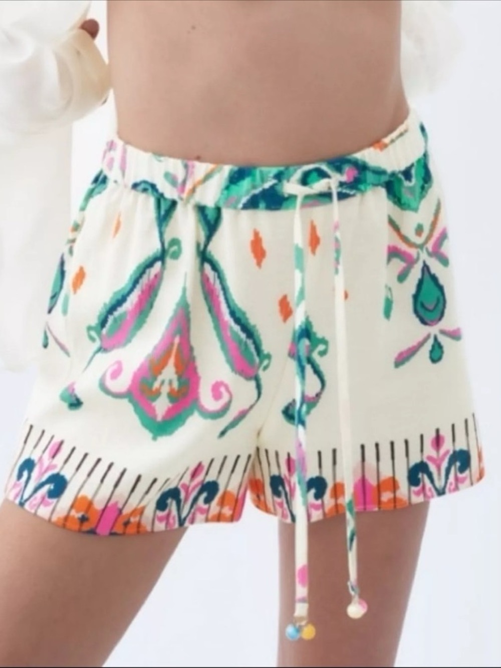Zara Linen Blend Printed Shorts